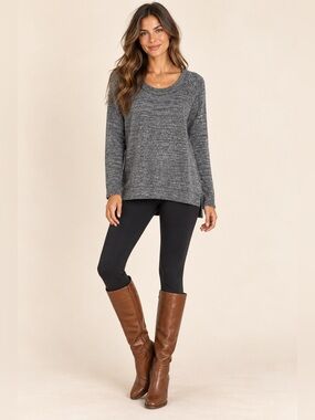 Chelsea & Theodore Gray Marled‎ High Low Tunic Sweater XS